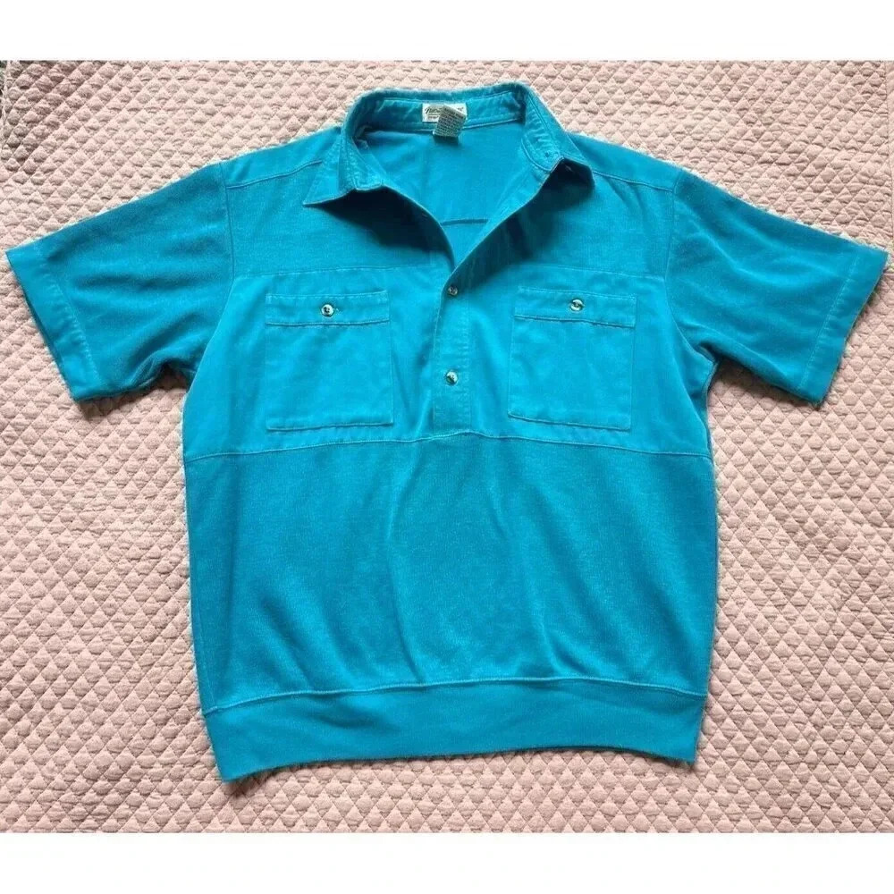 Norm Thompson Escape From The Ordinary Men Cotton Polo Shirt Short Sleeve Blue M